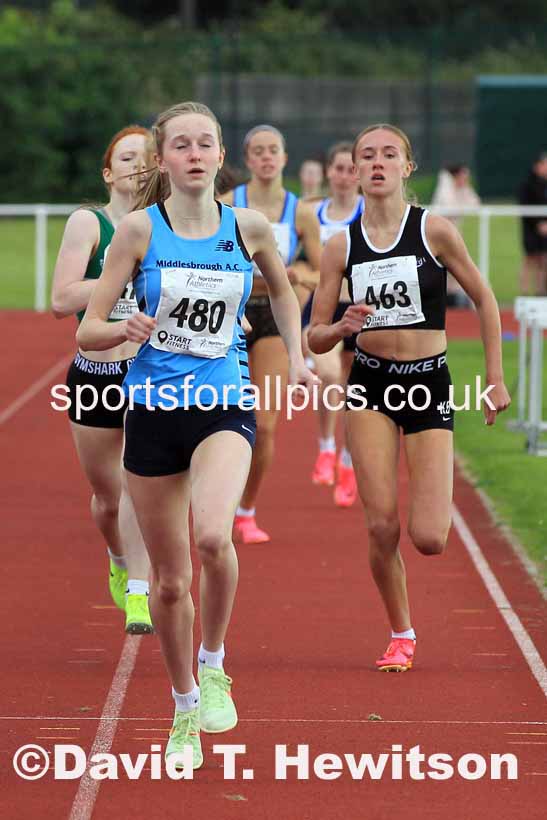 Womens under-17s 800 metres, 2023 Northern Under-13s, Under-15s and Under-17s, Middlesbrough.  Photo: David T. Hewitson/Sports for All Pics